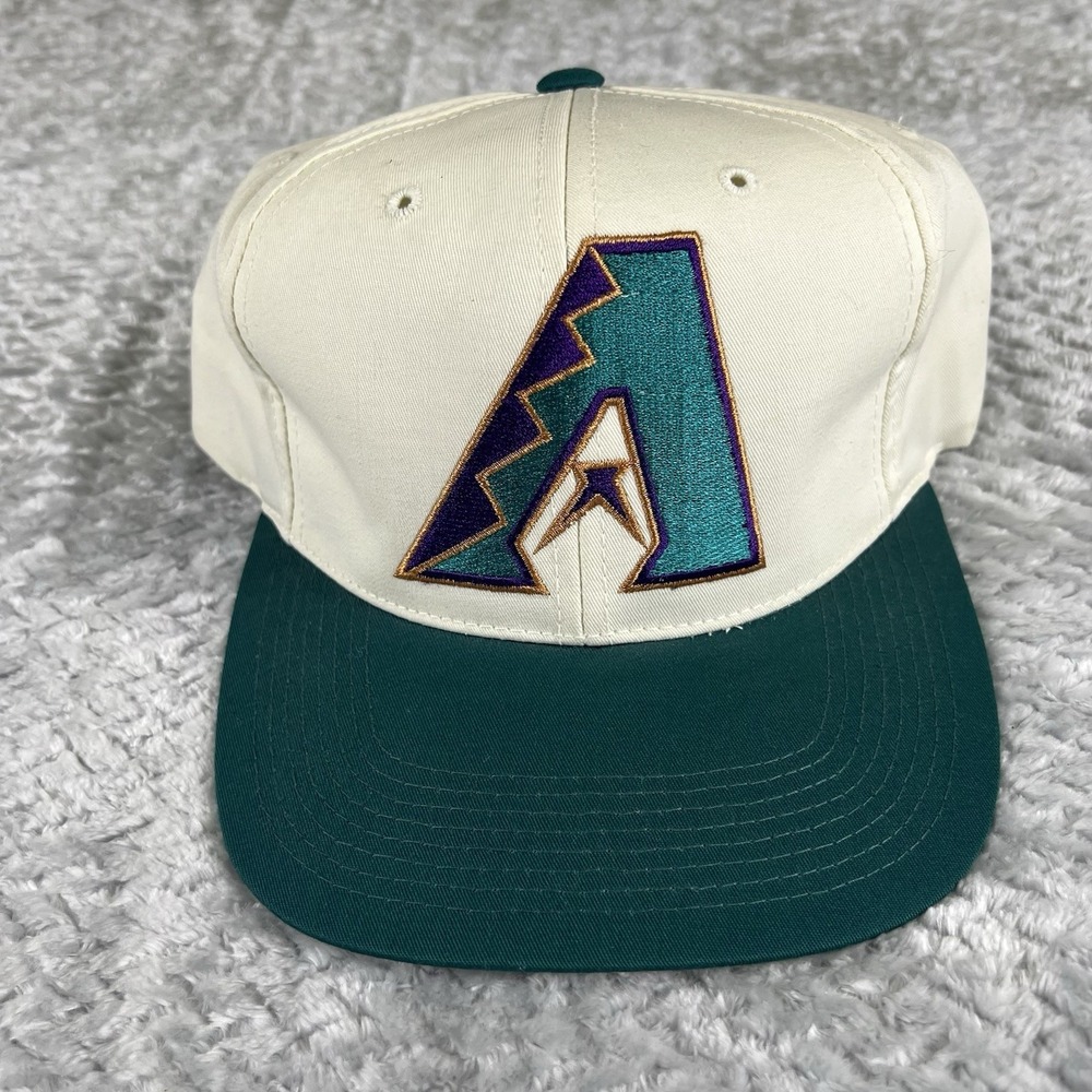 Vintage Arizona Diamondbacks Snapback Hat MLB Baseball Outdoor Cap White Teal